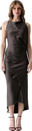 Victoria Beckham Kyra Midi Jurk - Dames - Casual kleedjes - Zwart - S - Satijn - Kleedjes