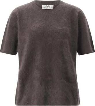 Sminfinity Trui met korte mouwen van fijne brei - Dames - Cashmere truien - Bruin - S - Kasjmier - Truien & Vesten
