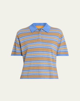 Guest In Residence Striped Short-Sleeve Rugby Polo