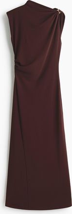 H&M Jerseykleid mit drapiertem Detail - Dunkelbraun