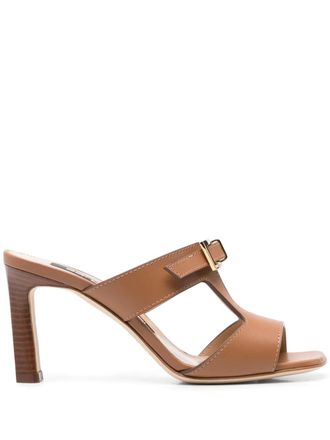 Sergio Rossi 80mm leather sandals - women - Calf Leather/Calf Leather/Calf Leather - 37.5 - Brown
