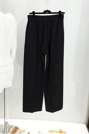 Celine Womens Trousers With Elastic Waist, Black Wool