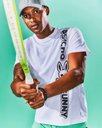 Psycho Bunny Mens Toby Wordmark Tee 100 WHITE / XXL