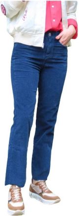 Denim Studio Salom&eacute; Corduroy Broek - Dames - Straight fit broeken - Blauw - W24 - Katoen - Broeken