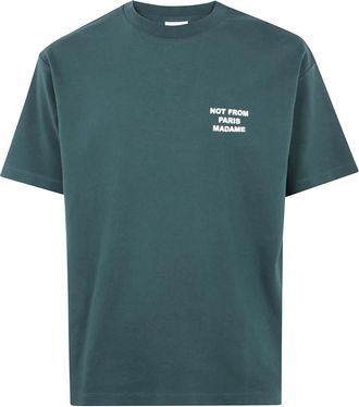 Drôle de Monsieur T-Shirts, male, Green, S, Dark Green Cotton Slogan T-Shirt