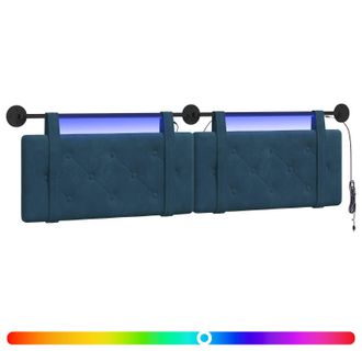vidaXL Cabecero Colgante Con Luz Led Azul Terciopelo Vidaxl