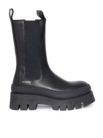 Copenhagen Black Chunky Lug-Sole Ankle Boots