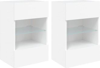 vidaXL Wall Cabinets with LED Lights for TV 2 pcs White 40x30x60.5 cm vidaXL