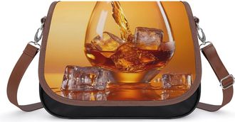 Generic Wine Whiskey Crossbody Bags for Women Fashion Leather Shoulder Handbags With Adjustable Strap