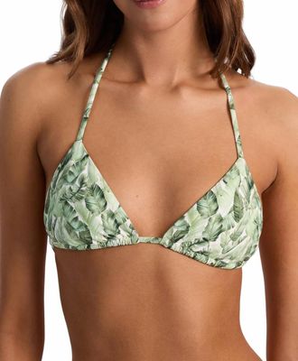 PQ Swim Floral Palm Triangle Bikini Top In Green
