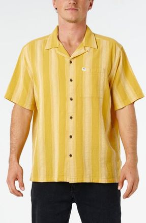 Rip Curl Classic Surf Weaver Stripe Cotton Camp Shirt in Ochre at Nordstrom, Size Xx-Large
