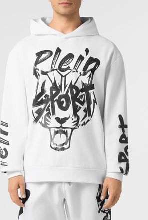 Plein Sport Felpa con cappuccio in cotone con stampa grafica
