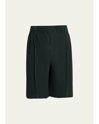Homme Pliss&eacute; Issey Miyake Mens Lace Grid Pleated Shorts