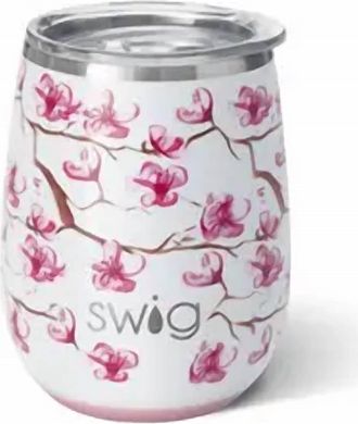 Swig Stainless Steel Stemless Wine Glass 14 Oz - 3 Pack In Cherry Blossom