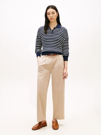 Tommy Hilfiger Womens Pleated Twill Barrel Chino - Beige - 10
