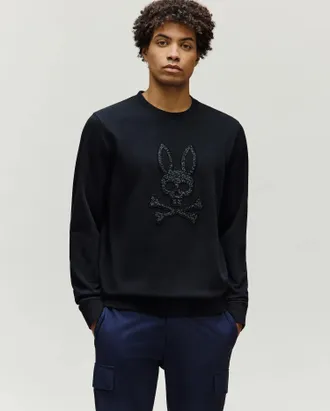 Psycho Bunny Mens Gabin Textured Crew 001 BLACK / XXXL