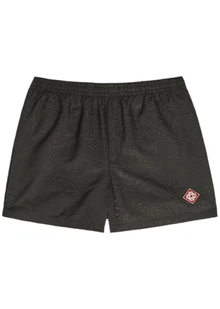 Casablanca Casablanca Logo-appliqu&eacute;d Monogram Shell Swim Shorts - Black - XL