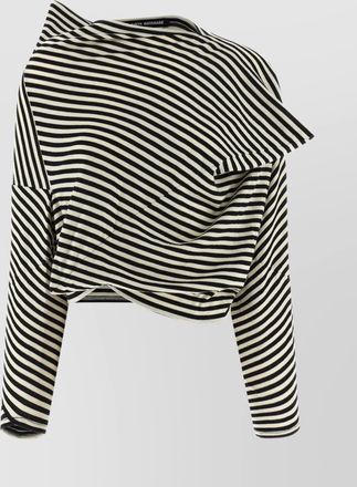 Junya Watanabe asymmetric striped long sleeve cropped sweater
