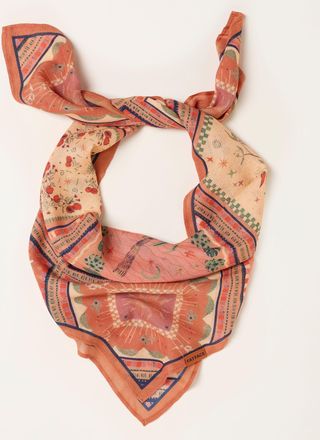 Fat Face FatFace Orange Patchwork Square Scarf