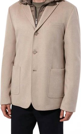Moorer Textured Hooded Sport Coat Blazer In Beige