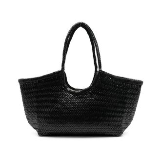 Dragon Diffusion Tote Bags, female, Black, Size: ONE SIZE Leather Tote Bag with Interwoven Design