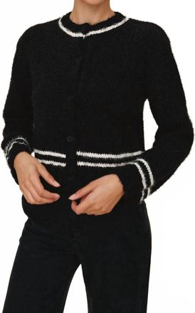 Bella Dahl Contrast Stripe Cardigan In Black/white