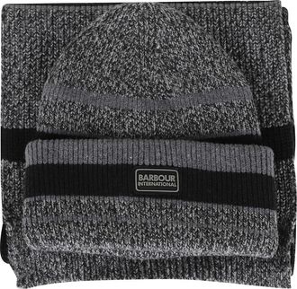 Barbour Boston Beanie en Sjaal Cadeauset - Heren - Hoeden - Grijs - ONE Size - Polyester - Accessoires