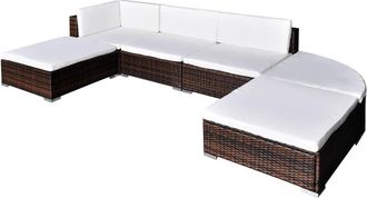 vidaXL Vidaxl - 6 Piezas Muebles De Jard&iacute;n Y Cojines Rat&aacute;n Sint&eacute;tico Marr&oacute;n