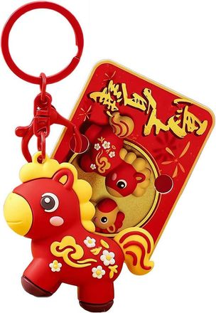 Generic 2026 Horseyear Keychain for Women Men Luck Charm Bag Accessory, 2026 The Years Of Horse Chinese New Years Lunar Cute Horse Lucky Fengshui Keyring Pend