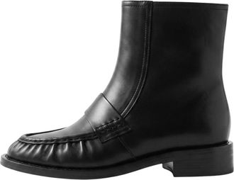 Cesare Gaspari Leren Moc Toe Enkellaarsjes - Dames - Enkellaarsjes - Zwart - 36 EU - Leer - Schoenen