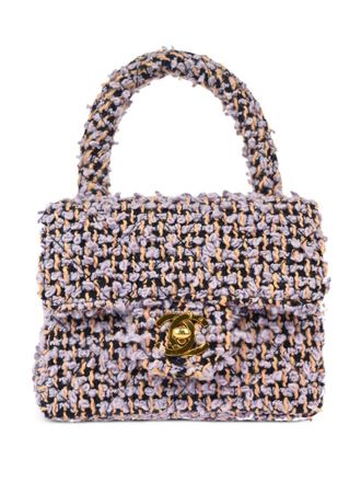 Chanel 1990-2000s micro tweed Classic Flap tote bag - women - Wool - One Size - Purple