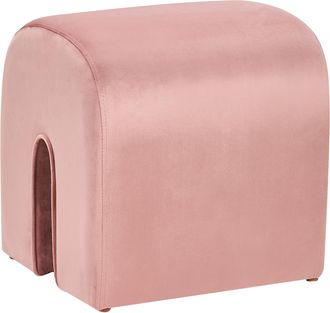Beliani Beliani - Puf De Terciopelo Rosa 35 X 42 Cm Otomana Forma De U Moderno Sala De Estar Modoc