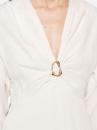 Forte_Forte Hammered-Ring V-Neck Dress - Ivory