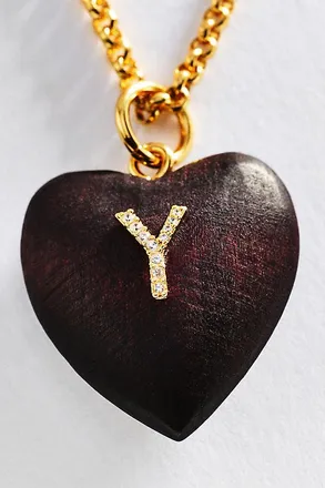 Timeless Pearly Wood Initial Pendant Necklace