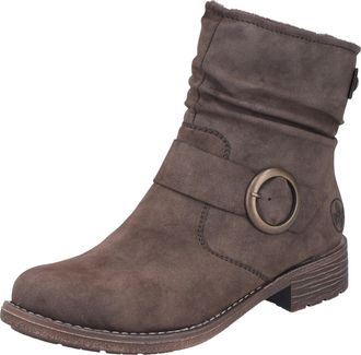 Rieker Stiefelette RIEKER, Damen, Gr. 36, dunkelbraun, Lederimitat, used, Schuhe Stiefelette, Boots, Blockabsatz, slouchy Schaft und Innenreissverschluss