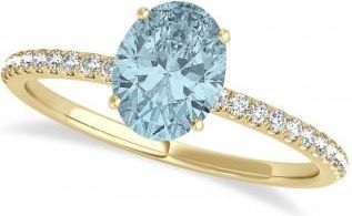 Allurez Aquamarine & Diamond Accented Oval Shape Engagement Ring 14k Yellow Gold (2.50ct)
