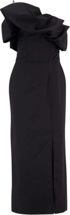 Johanna Ortiz Elegante Zwarte Gerimpelde Jurk - Dames - Feestkleedjes - Zwart - 2XS - Katoen - Kleedjes