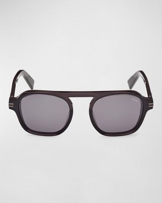 Ermenegildo Zegna Men & apos;s AURORA II Acetate Rectangle Sunglasses