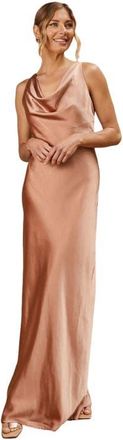 Six Stories Cowl Front Satin Bridesmaid Dress in Burnt Peach at Nordstrom, Size 8