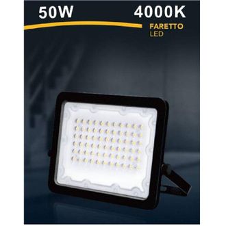 Trade Shop Trade Shop Traesio - Trade Shop - Faro Led 50 W Faretto Ultra Slim Nero Esterno Luce Naturale Calda Fredda Fs50w-n
