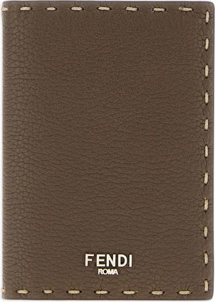 Fendi Selleria leather-trimmed cardholder - Brown