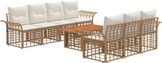 vidaXL Conjunto De Sof&aacute;s De Jard&iacute;n 8 Uds. Natural Y Crema Vidaxl