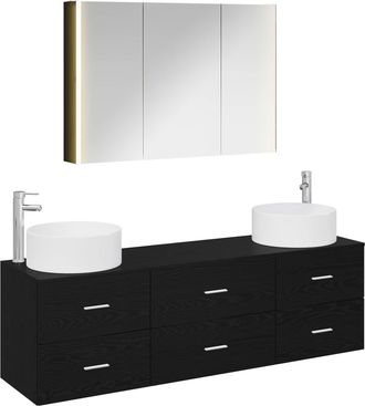 vidaXL Juego De Muebles De Ba&ntilde;o 4 Uds. Roble Negro Vidaxl