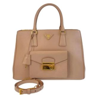 Prada Pre-owned Handbags, female, Beige, Size: ONE SIZE Pre-owned Vintage Leather Handbag