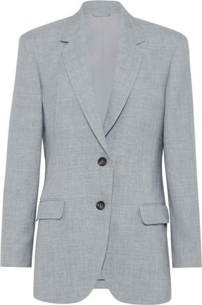 Brunello Cucinelli single-breasted wool blazer - women - Linen/Flax/Wool - 38 - Grey