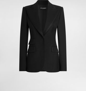 Dolce & Gabbana Turlington Single-breasted Jacket In Bi-stretch Twill - Woman Blazers Black 36