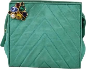 Chanel Pre-owned Nylon chanel-bags - Dames - Vintage Schoudertas - Groen - ONE Size - Nylon - Vintage