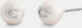 Coach Womens Signature Pearl Stud Earrings | Metal