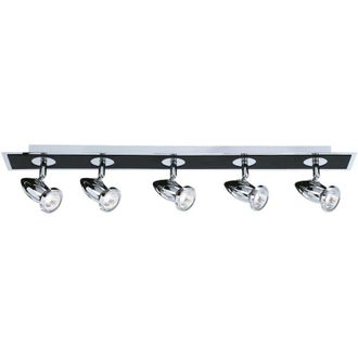 Searchlight Plafoniera Lineare Moderna Cometa Acciaio Cromo Nero 5 Luci Gu10