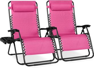 Best Choice Products Set of 2 Extra Wide Zero Gravity Lounge Chair Recliners w/ Cup Holder